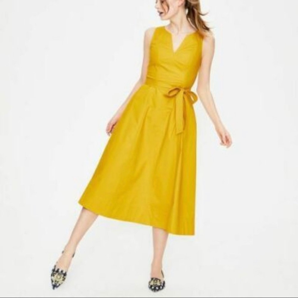 Boden Joyce Dress in Yellow Size 12 Regular Lined